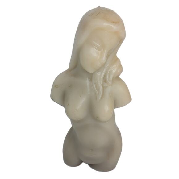 Unknown Other - Vtg Woman Wax Candle 9" Female Torso Body Shape Figural 60s 70s READ